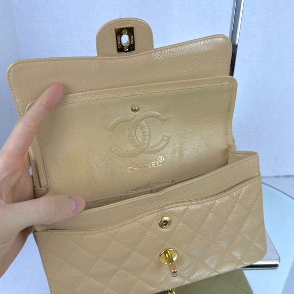 CHANEL CC CAVIAR LEATHER DOUBLE FLAP BAG GHW - Picture 10 of 16